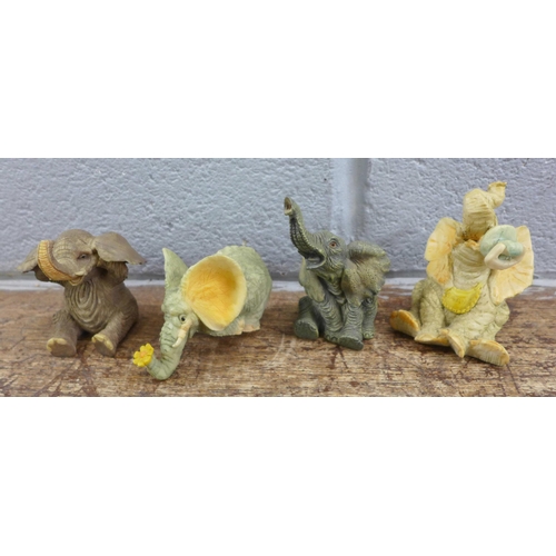 983 - A collection of model elephant figures and a pair of horse figures **PLEASE NOTE THIS LOT IS NOT ELI... 