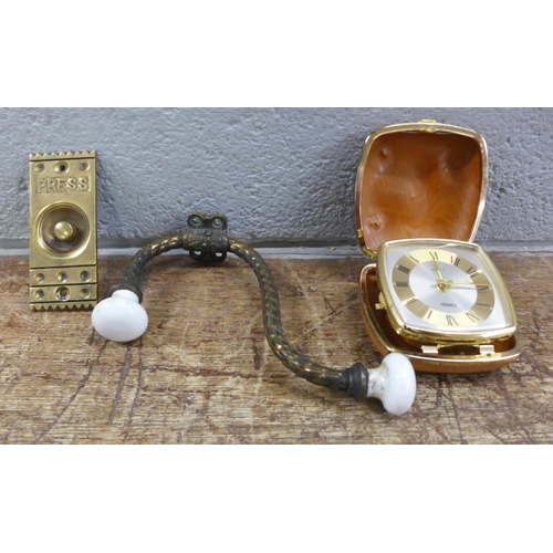 993 - Assorted items including door knocker, travel clock, door handle, etc. **PLEASE NOTE THIS LOT IS NOT... 