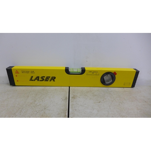 2102 - A laser level, tripod stand, a spirit level and safety goggles