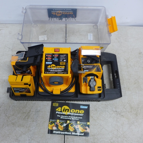 2109 - A Plasplugs 4-in-1 power sharpener set including knife and scissor sharpener, chisel and plane sharp... 