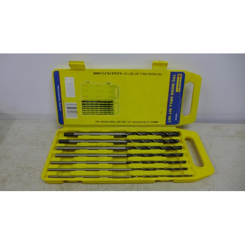 2112 - A set of long bore drill bits, a 7 piece wood drill bit set and one other set of drill bits and a qu... 