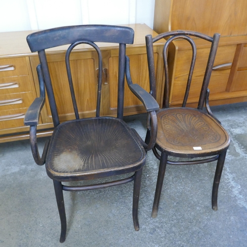 125 - Two beech bentwood chairs