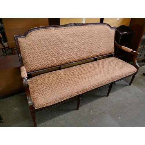 156 - A French style beech and fabric upholstered canape settee