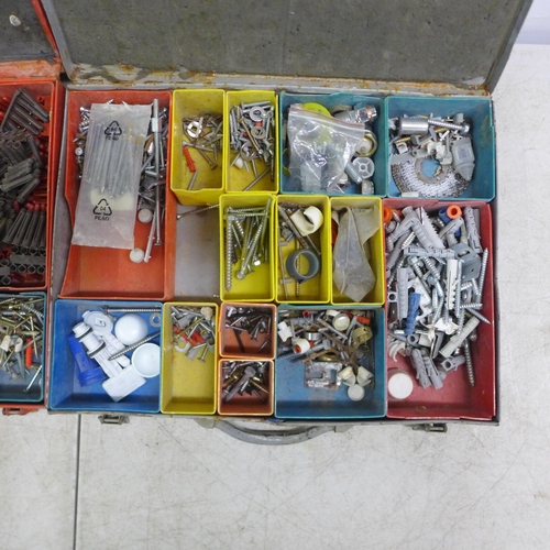 2119 - Two cases of DIY consumables - screws, nails and wall plugs, etc.