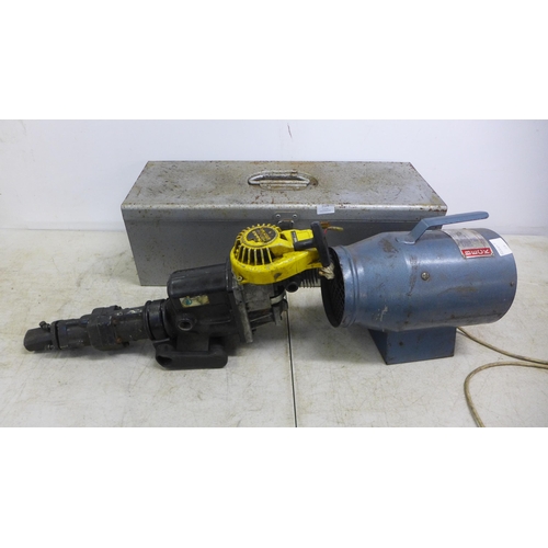 2125 - A BECK model 5 mini ventilator fume extractor, a 240V Kango type 950 breaker and a petrol driven Atl... 