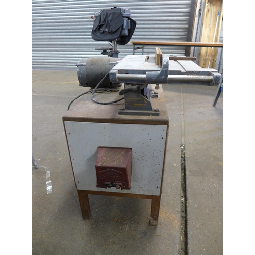 2283 - A vintage mounted table saw with a “The Cub” 230v 0.5 hp motor - failed electrical testing due to da... 