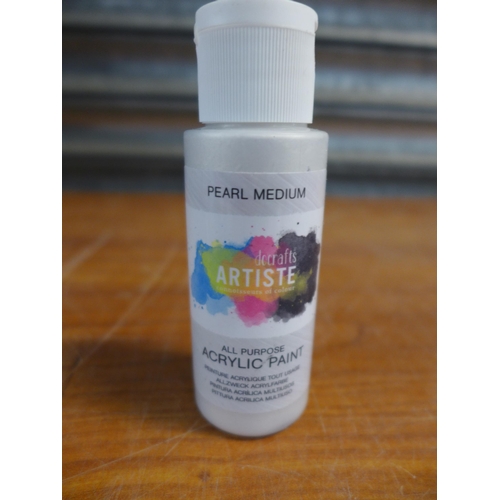 2386 - A box of approx 40 bottles of Docrafts Artiste pearl medium acrylic paints (59ml per bottle)