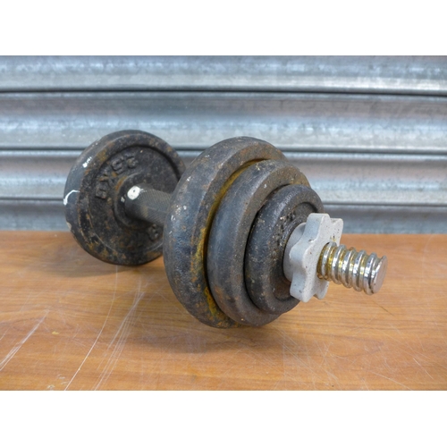 2402 - A pair of dumbbell bars with cast metal weights