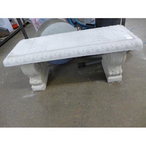 2408 - A stone effect concrete scroll design garden bench