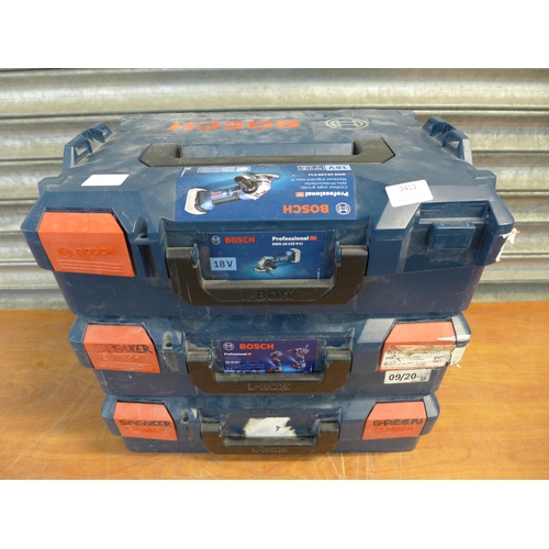 2413 - 3 Bosch stackable toolboxes - empty