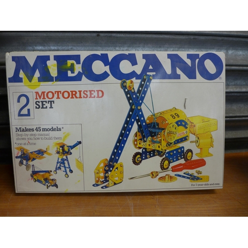 2433 - A large quantity of Meccano including motorized crane set, tool kit and other assorted Meccano parts... 