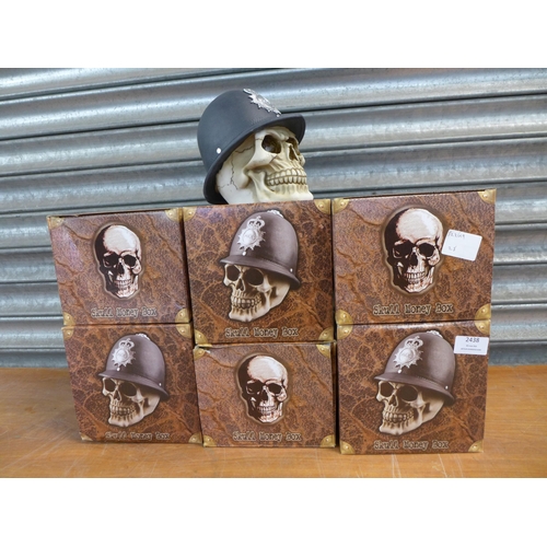 2438 - 6 boxed skull money boxes