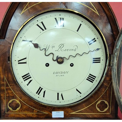 106 - A Regency mahogany and brass inlaid lancet top 8-day longcase clock, the dial signed William Reeves,... 