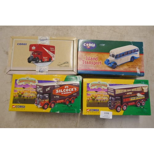 2208 - A collection of 4 vintage Corgi cars in boxes with paperwork including an Atkinson open pole truck s... 