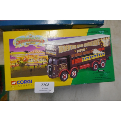 2208 - A collection of 4 vintage Corgi cars in boxes with paperwork including an Atkinson open pole truck s... 