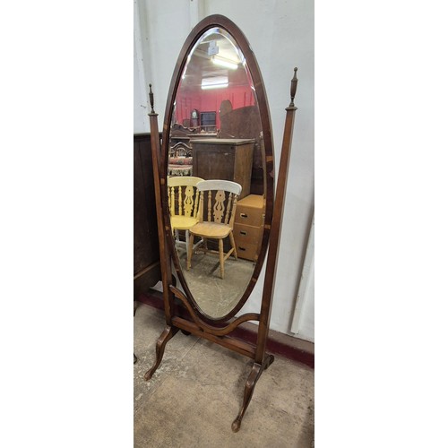 139 - A Queen Anne style mahogany cheval mirror