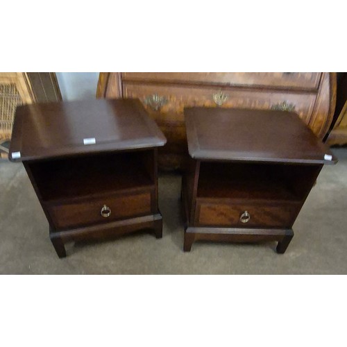 159 - A pair of Stag Minstrel mahogany bedside cabinets