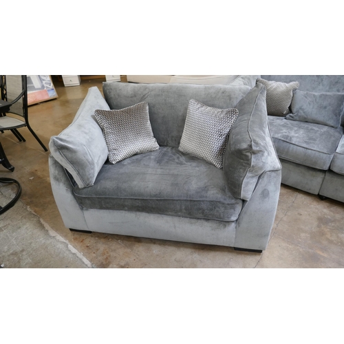 1388 - A Barker & Stonehouse pewter velvet three seater sofa and love seat