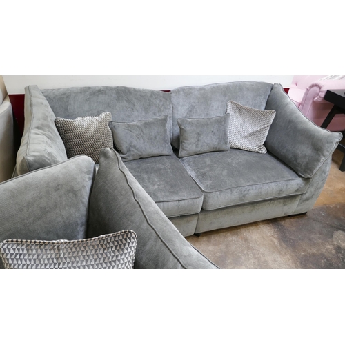 1388 - A Barker & Stonehouse pewter velvet three seater sofa and love seat