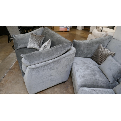 1388 - A Barker & Stonehouse pewter velvet three seater sofa and love seat