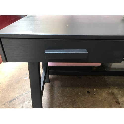 1385 - A black wooden Benson desk with two drawers