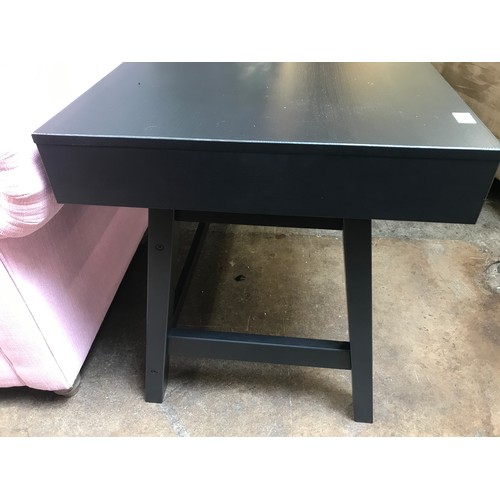 1385 - A black wooden Benson desk with two drawers