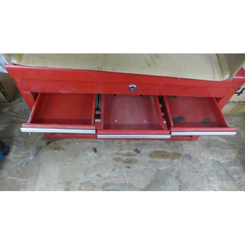 2058 - A Milwaukee Packout tool case, a red metal 6 drawer tool chest and a box of PPE including Biofil par... 