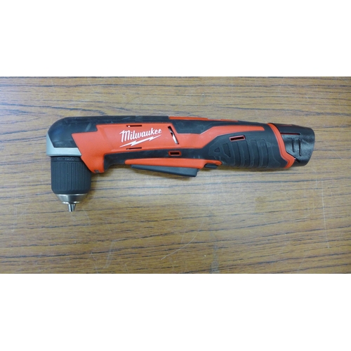 2212 - A Milwaukee C12 RAD M12 angle drill with 2 2.0AH batteries, a charger and carry case