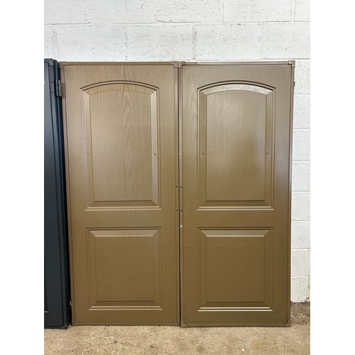 2352 - A pair of brown plastic shed doors