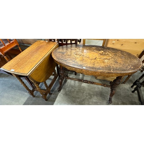 240 - An barleytwist gateleg table and a Victorian walnut oval stretcher table