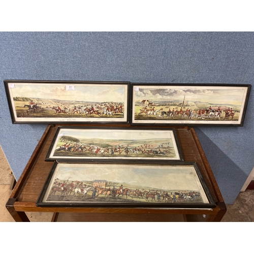 327 - A set of four hunting scene prints, framed