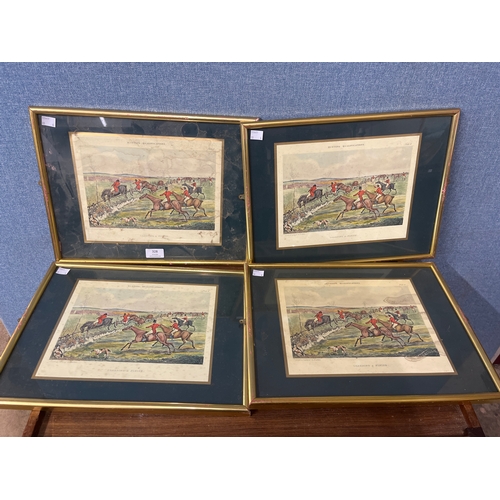 328 - A set of four hunting scene prints, framed