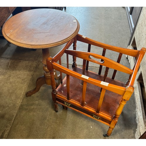 241 - A mahogany Canterbury and a mahogany tripod occasional table