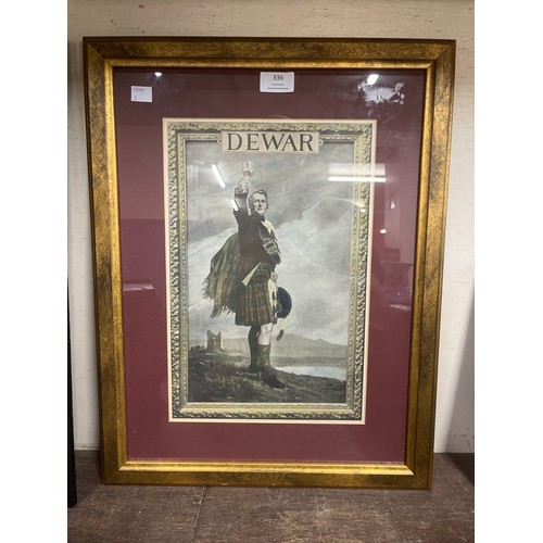 336 - A Dewar whisky advertising poster, framed