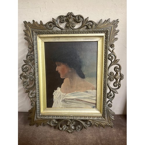 339 - T.W., portrait of a lady, oil on board, framed