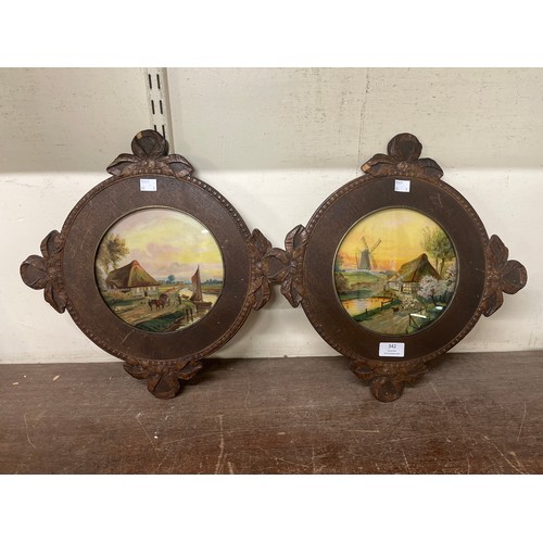 342 - A pair of small Dutch School landscapes, oil, framed