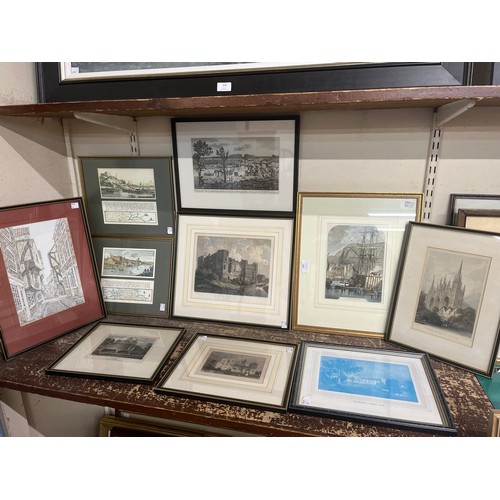 346 - Assorted prints, engravings and etchings mostly depicting Nottinghamshire and surrounding areas