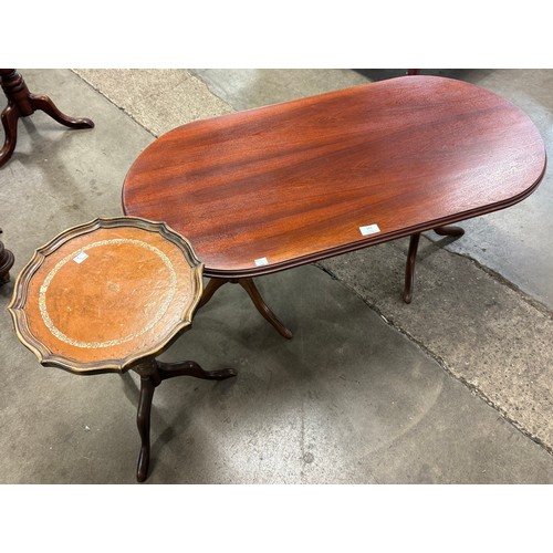 261 - A mahogany coffee table and tripod table