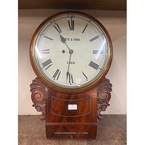 361 - A Victorian mahogany fusee wall clock, dial signed Potts & Sons, LNER