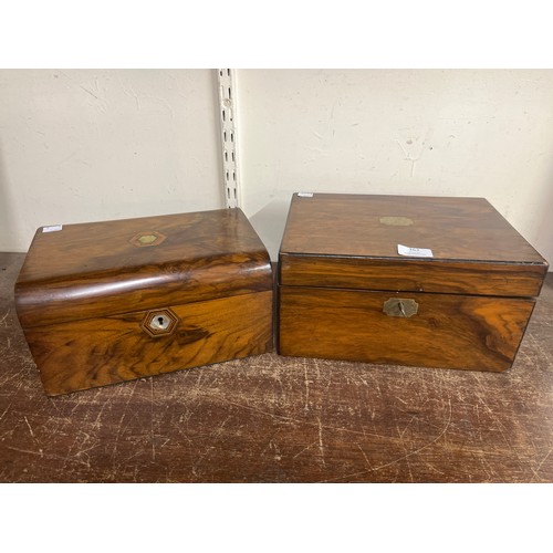 363 - A Victorian walnut writing slope and a jewellery box