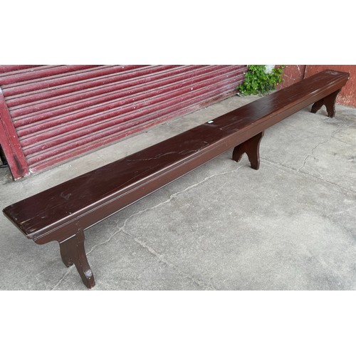 270 - A large pine school gymnasium bench