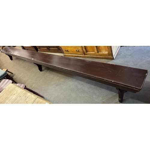 271 - A large pine school gymnasium bench