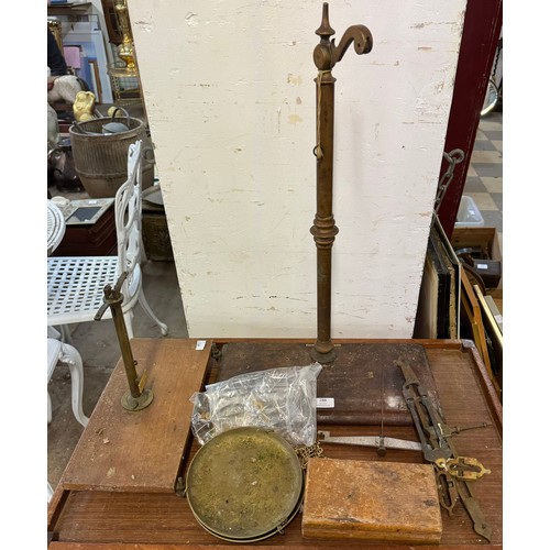 288 - Two brass and wood grocers scales