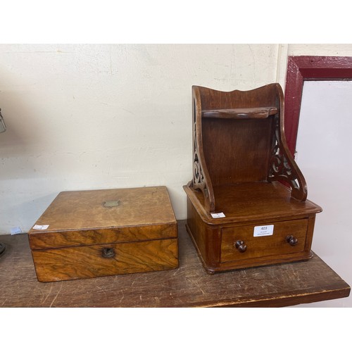 403 - A Victorian smokers pipe rack and a walnut writing slope slope