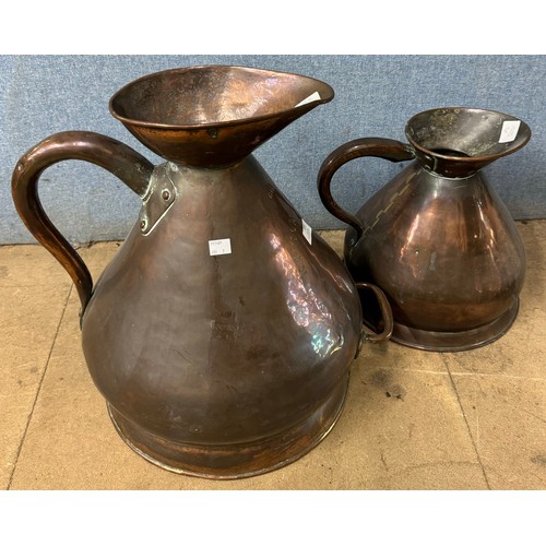 306 - Two 19th Century copper four gallon and two gallon haystack measures