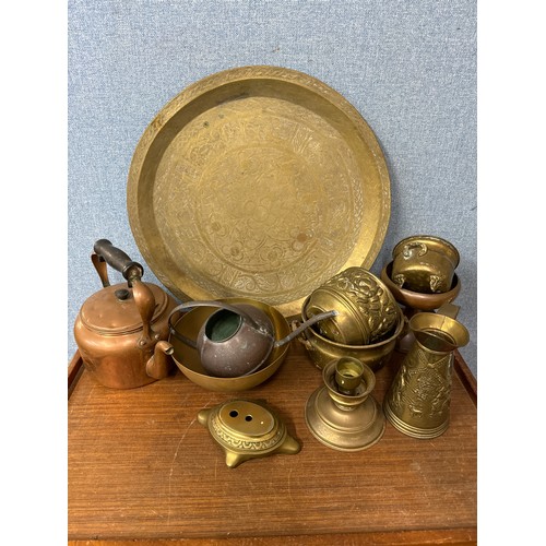 319 - Assorted brassware and copper