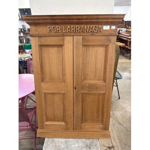 323 - A Por Larranaga hardwood wall hanging cigarette cabinet