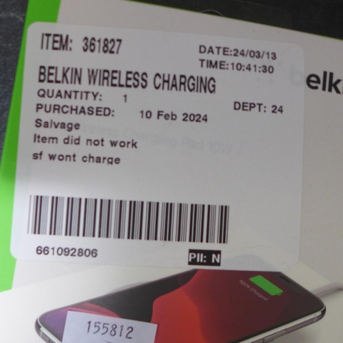 3112 - 3x Belkin  10W Wireless Charging Pads (322-190) *This lot is subject to VAT