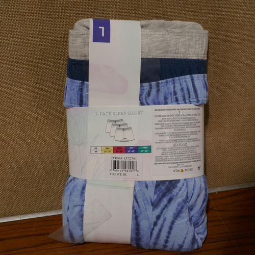 3055 - 12 packs of Jane and Bleecker sleep shorts (size large)   *This lot is subject to VAT