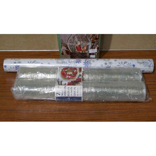 3087 - Decorative Mesh Ribbon, Holiday Scene Lantern, Kirkland Signature Xmas Foil Wrapping Paper       (32... 